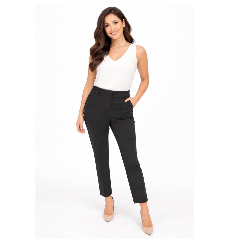 Loft Curvy‎ Slim Black Dress Pants Tapered Trousers 12 Preppy Chic Career 104-15